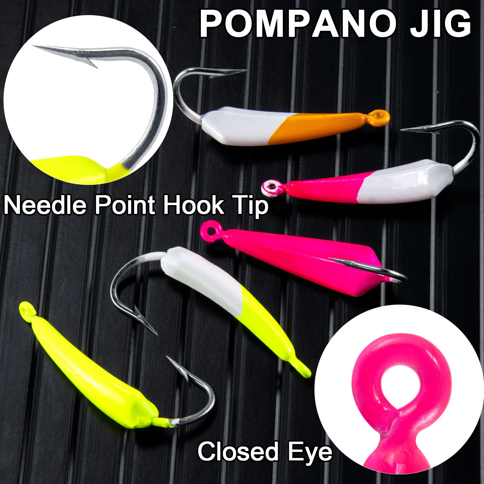 

3/5pcs Pompano Jig Head Hook Stand Up Jig Banana Jig Surf Fishing Jigs 7g 10g 14g for Trolling Long Casting Halibut Striper