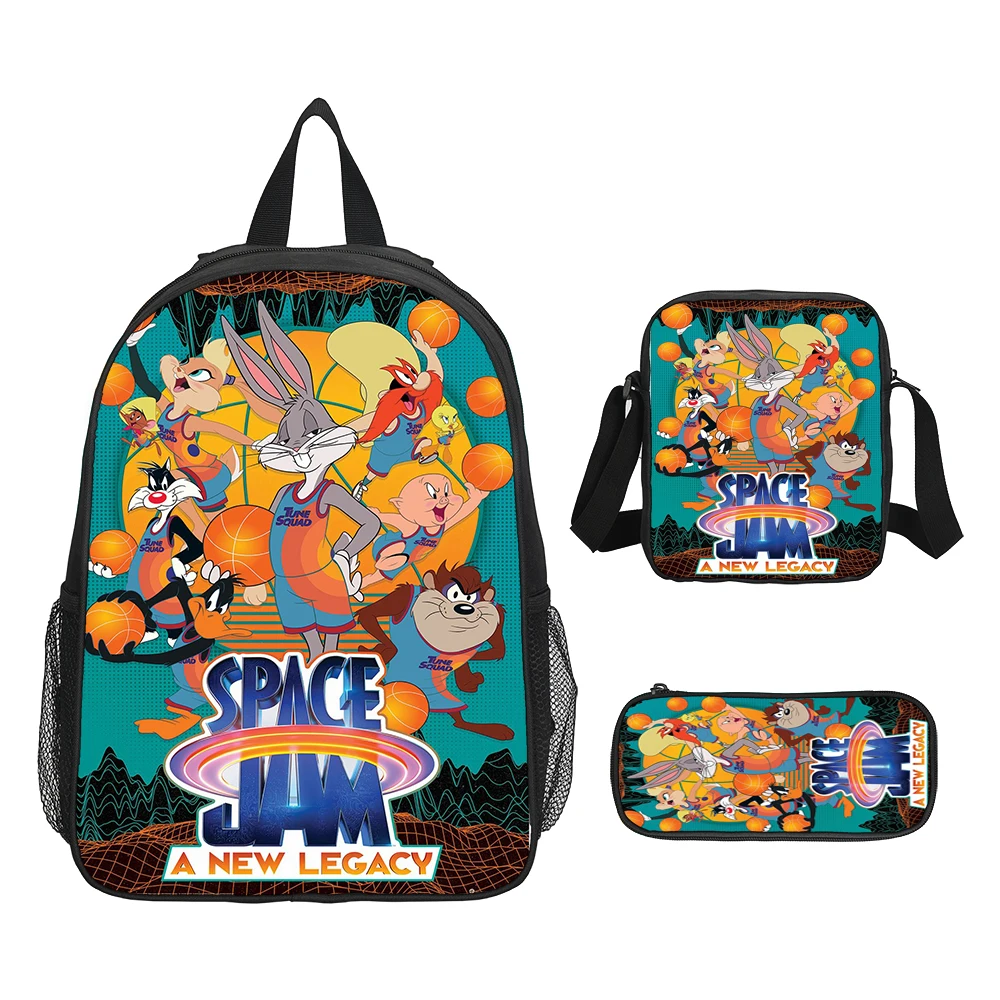 3 pcs Set Looney Tunes Child Backpack,Shoulder Bags, Pencil Bags, Light Weight School Backpack, Bags for Boys Girls Best Gift