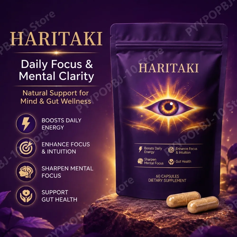 Haritaki Capsules Terminalia Chebula 500mg, Ayurvedic Third Eye Formula, Gut Health, Energy & Mental Focus Support, 60 Capsules