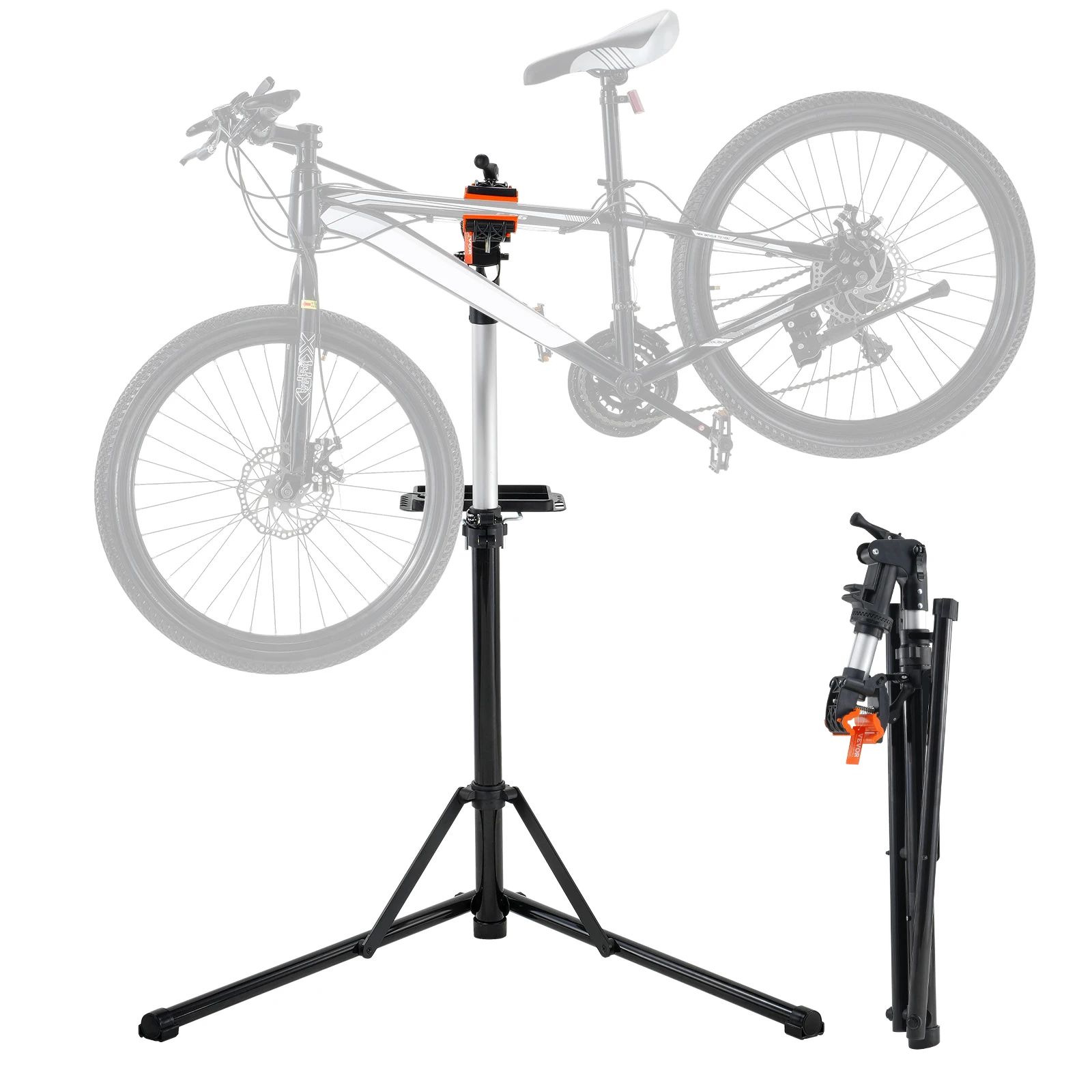 VEVOR Bike Repair Stand Heavy-duty Aluminum Adjustable Height Magnetic Tool Tray Telescopic Arm Foldable for Home Shops