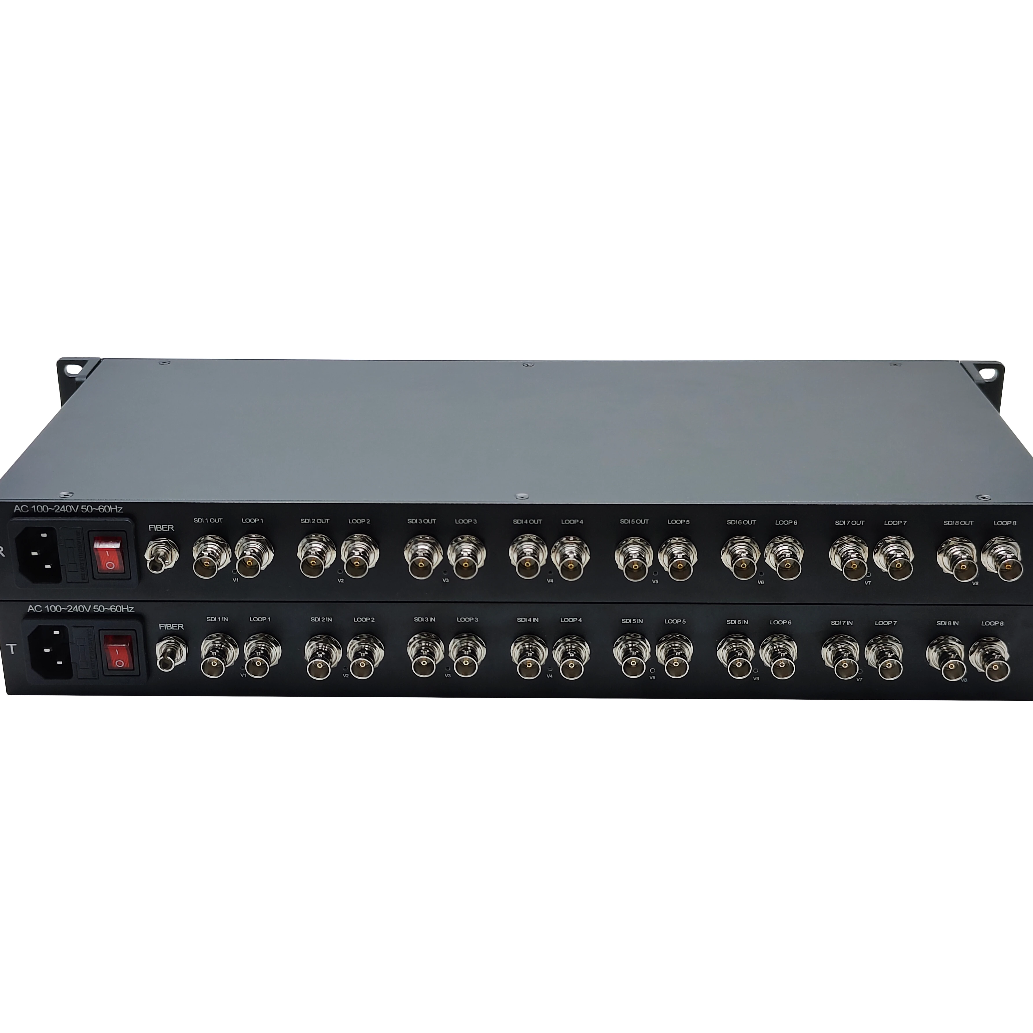 3g Sdi 8 Channels Forward with Loop Out LC  Fiber 10km  Optic  Converter Extender Transmitter Receiver Transceiver