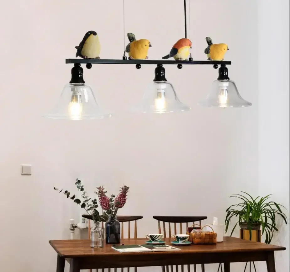 Simple Nordic Style Modern Pastoral 3 Birds Restaurant Bedroom Creative Light Individual Art Decorative Chandelier