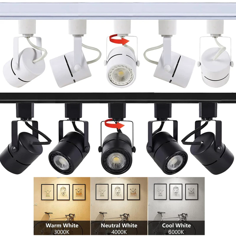 10W Dimmable LED Track Lighting Heads H Type Track Light Replacement Fixtures Ceiling Spotlight for Accent Task Shop Art 1000lm