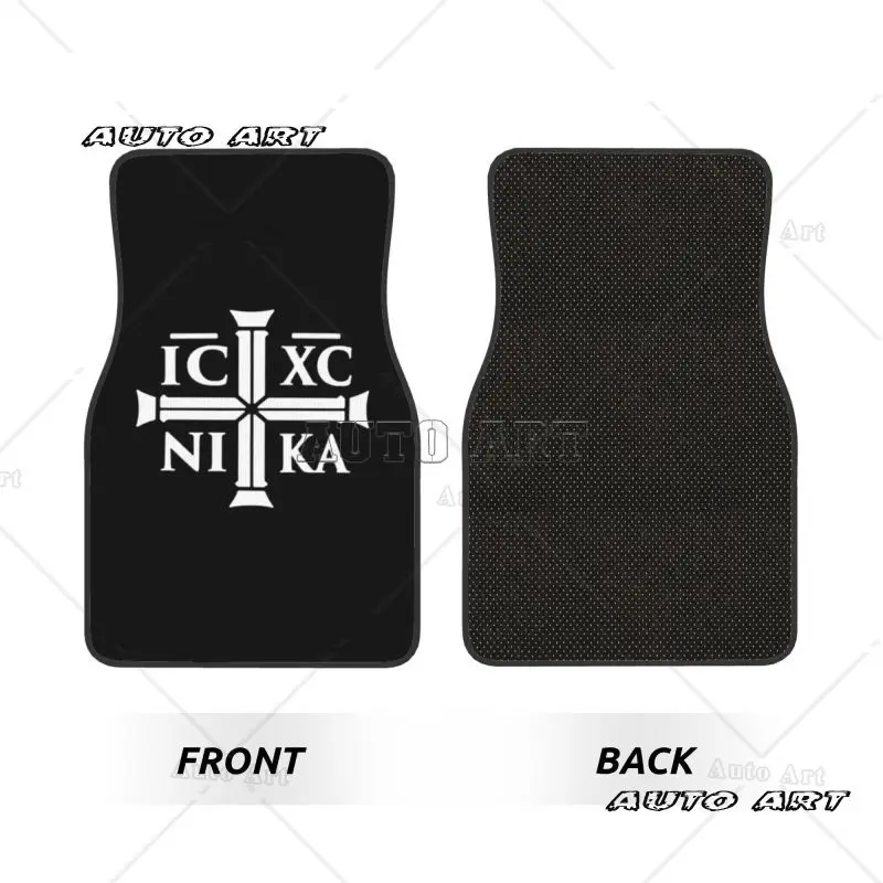 IC XC NIKA Cross Jesus Christ Car Floor Mats Set of 4 Pcs Non Slip Front and Rear Foot Mats Universal Car Mats Protector