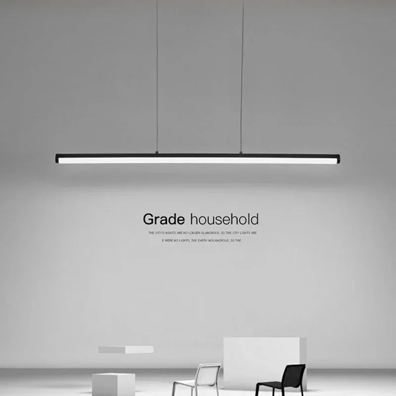 Modern Minimalista Alumínio LED Pendant Lamp, Long Strip, Pendurado Iluminação para Bar, Jantar, Sala de estar, Quarto, Decoração Luminárias