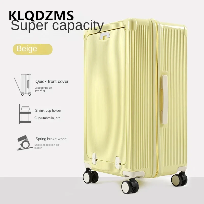 

KLQDZMS Luggage Travel Bag 24"26"28 Inch Front Opening Trolley Case 30 "Aluminum Frame Password Box Large Capacity Suitcase