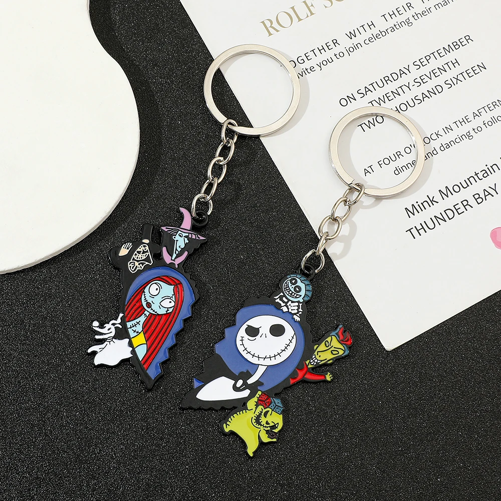 Disney Cartoon The Nightmare Before Christmas Keychain Creative Heart Keychain Combinable Keychain Friends Gift