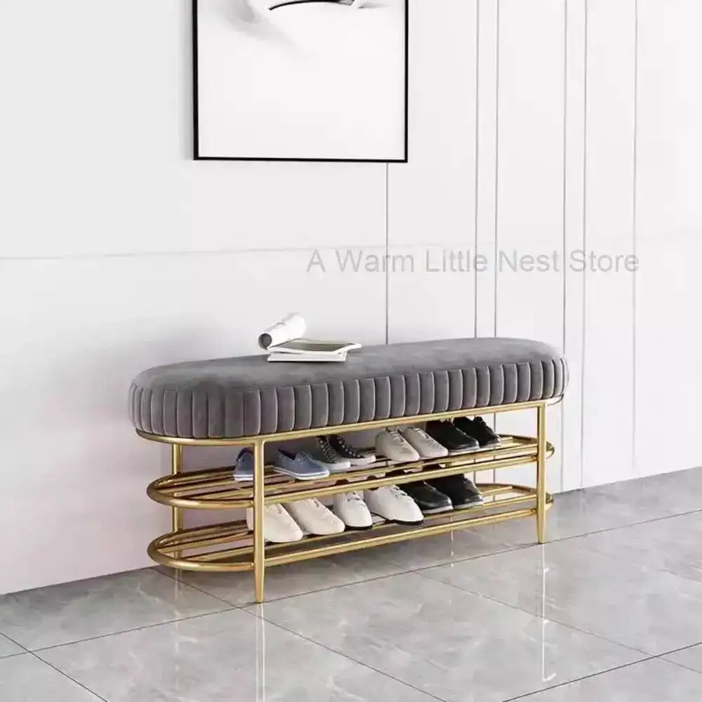 Banco de Hall Minimalista para Entrada, Luxuoso, Estilo Meio Século, com Armazenamento para Sapatos, para Hall de Entrada de Hotel e Salão de Beleza, Móveis para Casa