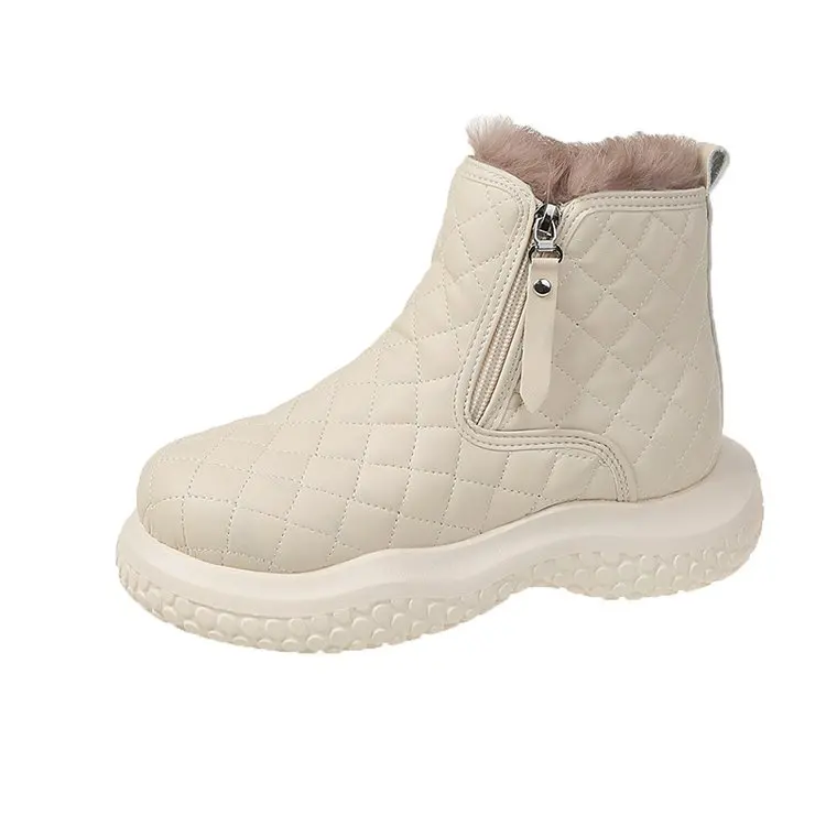 Women's Snow Boots Winter New Style Thick-soled One-footed Plus Velvet Cotton Shoes Casual Pineapple Shoes Short Boots