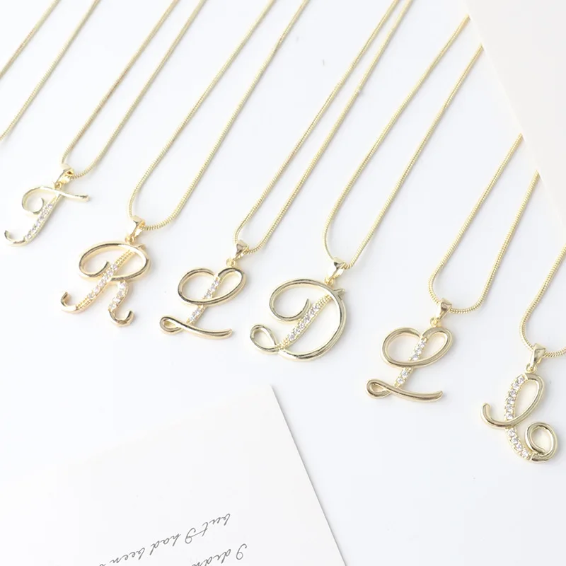 Elegant Zircon Letter Necklace Women Fashion Minimalist Jewelry Monogram Initial Pendant