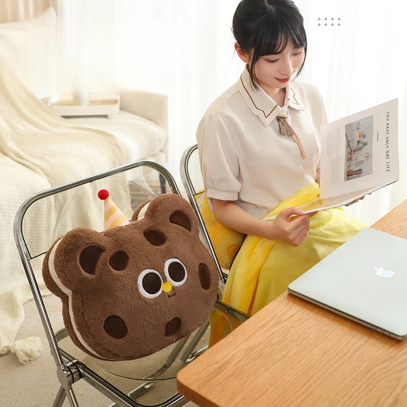 Stuffed Animals Plush Cartoon Little Bear Pillow Office Lunch Break Cover Blanket Sleeping Pillow Brithday Gift for Friend