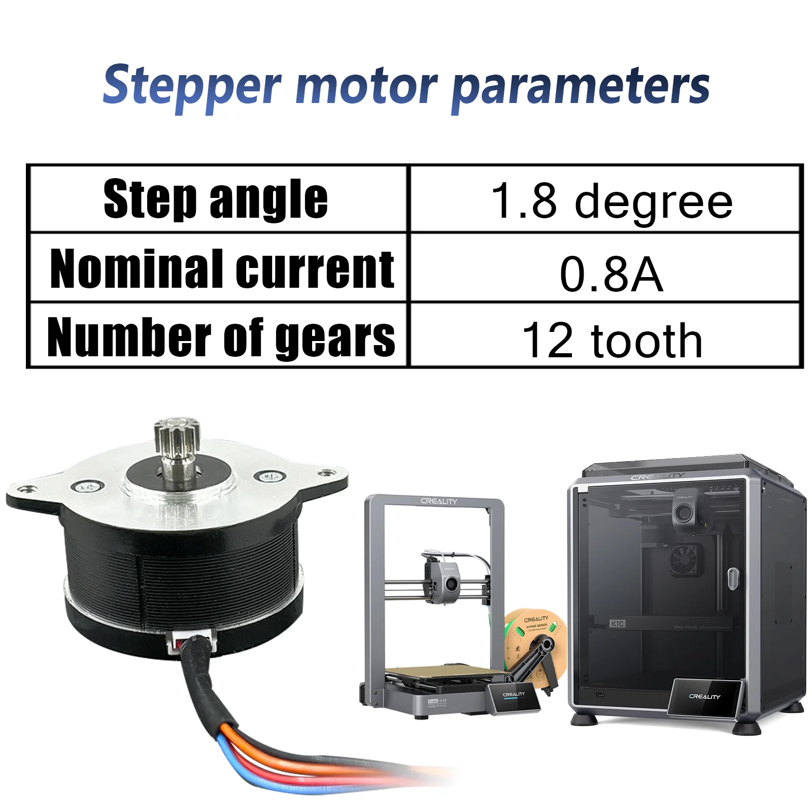 K1 エクストルーダー ステッピング モーター 12 歯ギア付き Creality K1、K1C、K1 Max、Ender 3 V3、Ender 3 V3 Plus 3D プリンター アクセサリー用