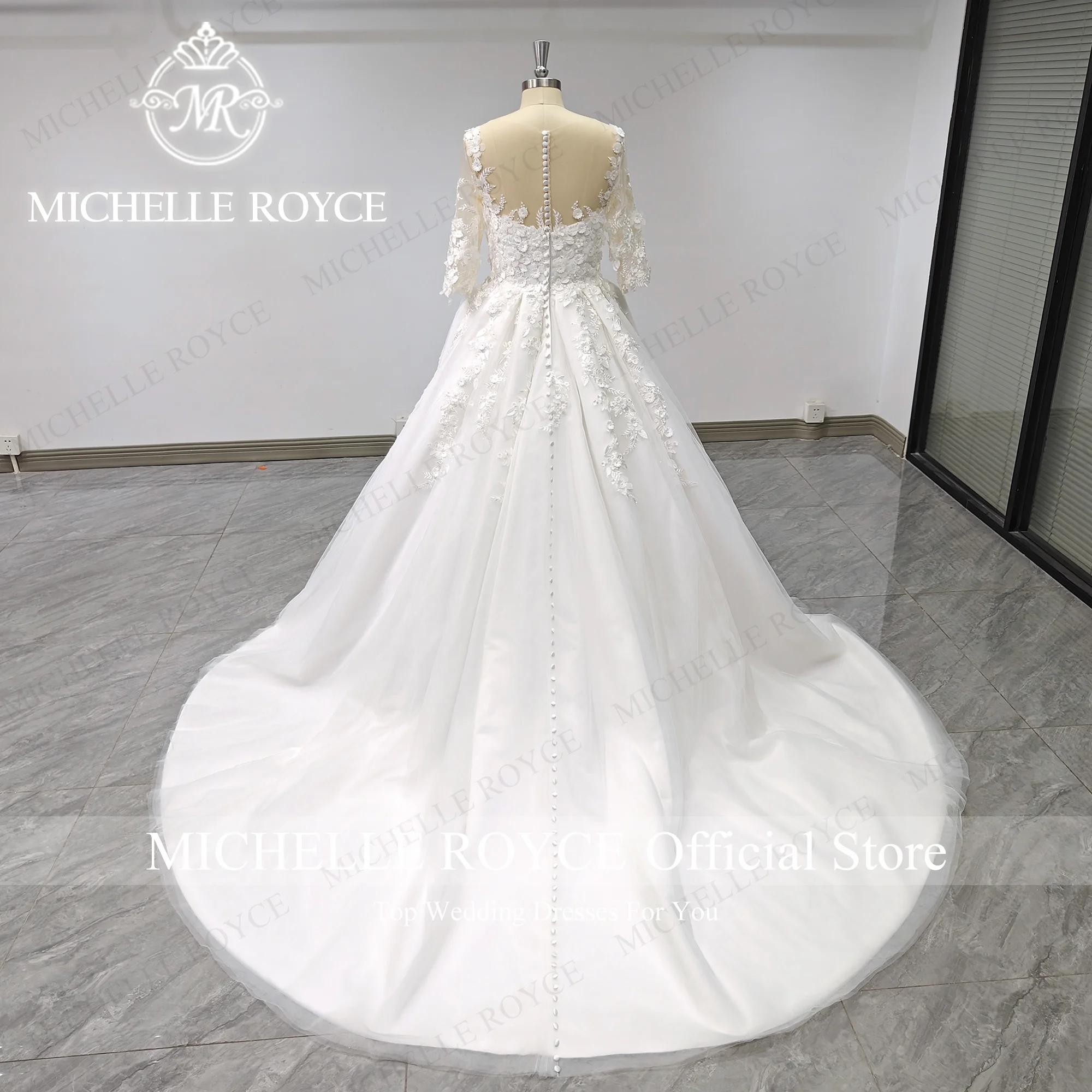 Michelle Royce Ball Gown Wedding Dress For Women Real photos Sexy Embroidery Sequined Court Train Wedding Gown Vestidos De Novia