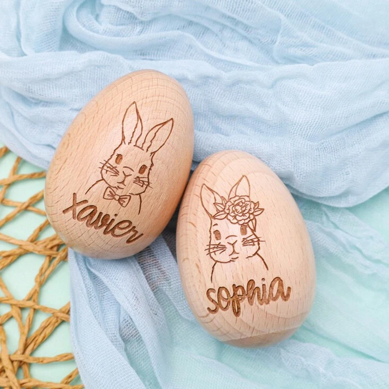 Huevos de Pascua de Madera Grabados Personalizados, Regalos de Primera Comunión para Niños y Niñas, Accesorios Únicos para Cestas de Pascua
