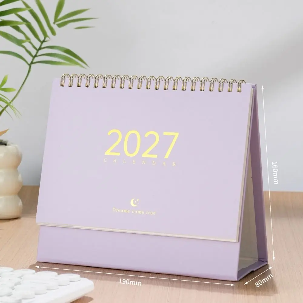 Paper 2027 Desk Calendar Spiral Binding Monthly View Monthly Planner Morandi Color Desktop Size Standing Table Calendar