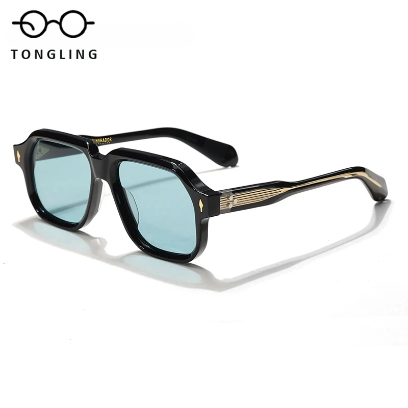 Top quality luxury brand tortoiseshell Schallenger men handmade designer UV400 oversize sunglasses can be engraved