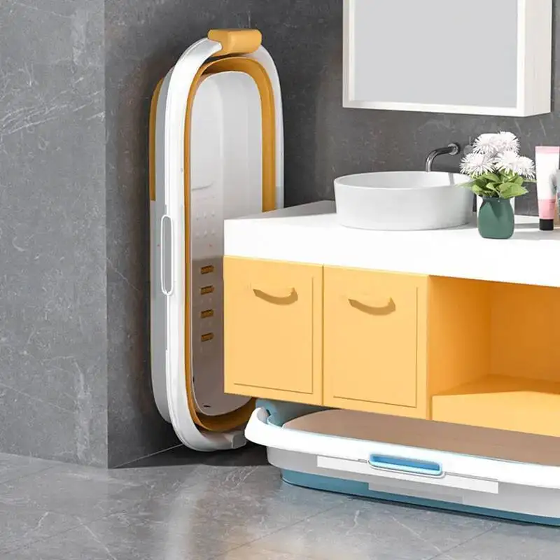 

Миниатюрные портативные ванны для сидения, белое прочное ведро для ванной комнаты, холодная ванна, складная ножка, гибкая мебель для дома Bainoire Adullte