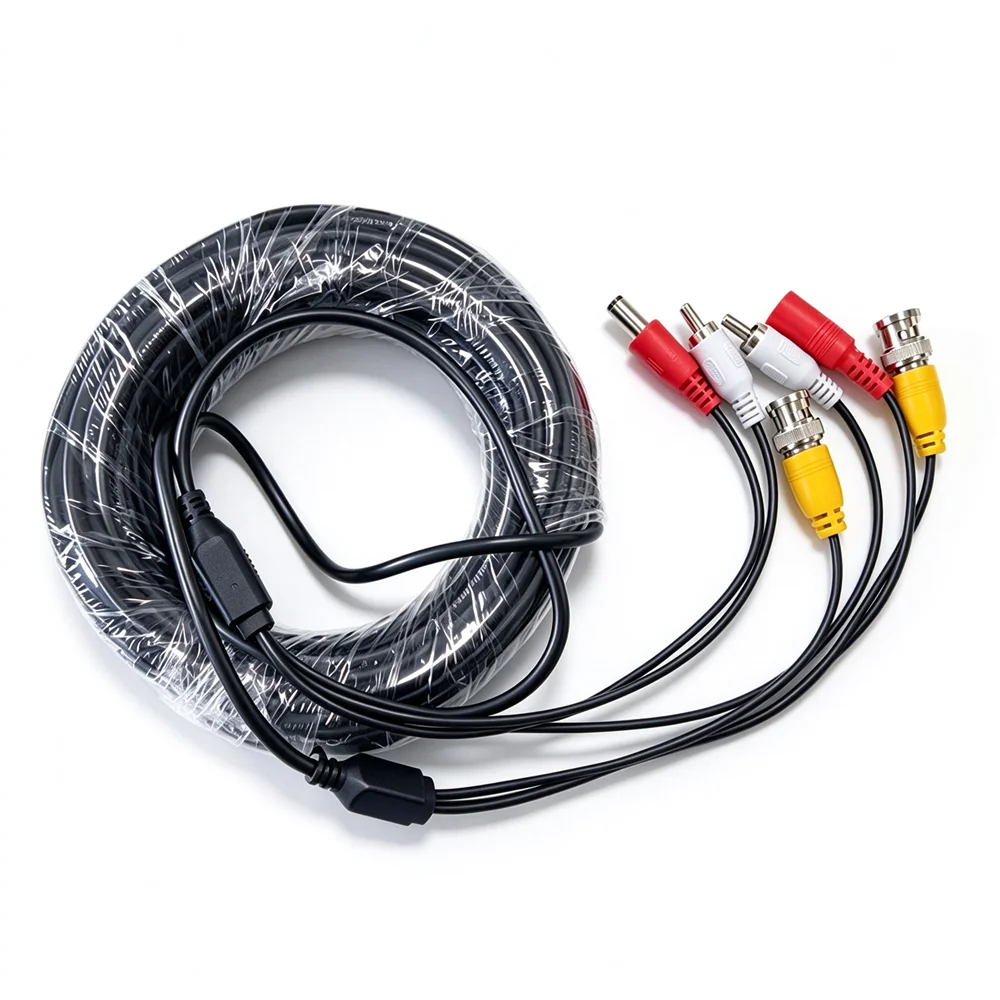 BNC + DC + RCA 3 IN 1 CCTV Cable With BNC Female To Female Connectors Audio Video Power Wire For CCTV DVR Cameras System