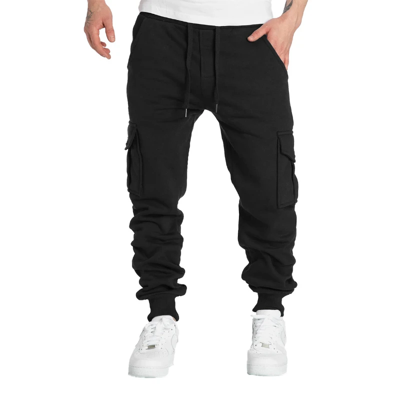 Prowow Mens Overalls Loose Joggers Workout Cargo Pants Sweatpants Active Trousers Drawstring Multi Pocket Men's Casual Pants