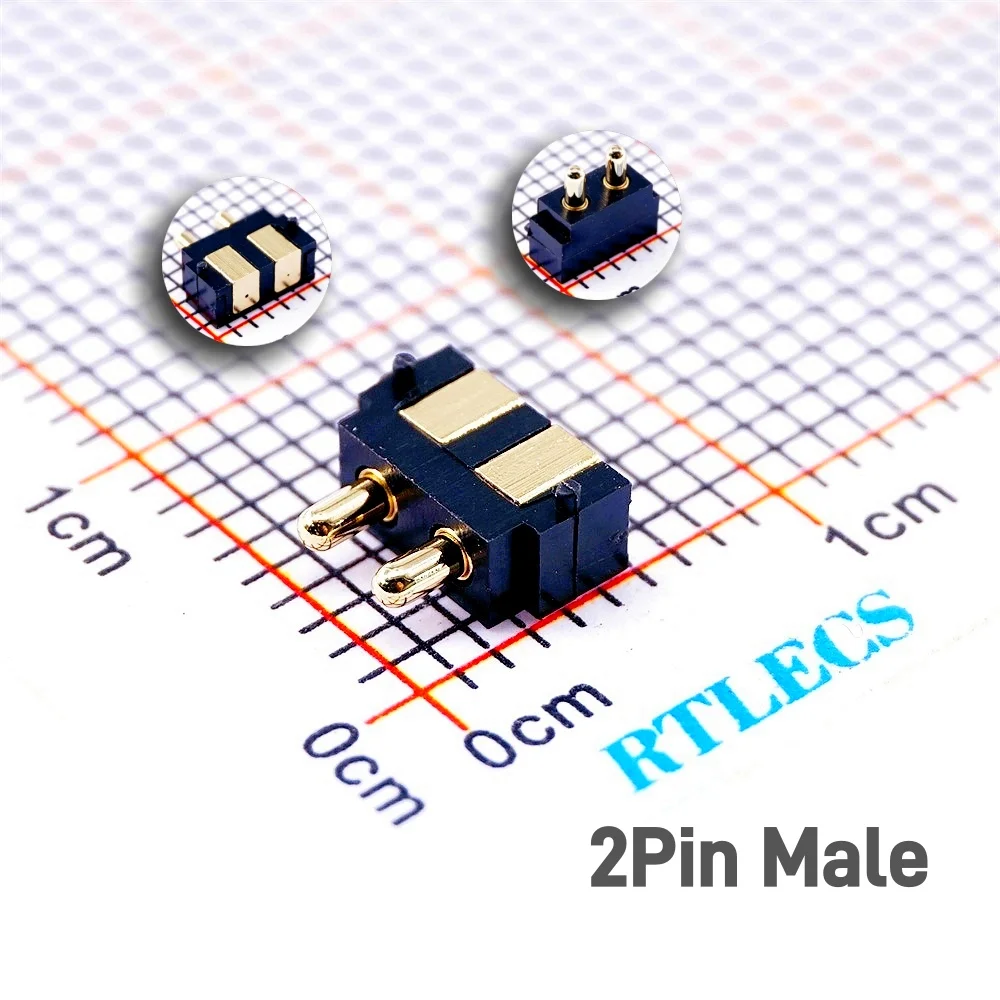 5 50 Pcs Spring Loaded Pogo Pin Connector 2 Pin Right Angle Surface Mount SMD Strip Male Female Target Concave SMT Pitch 2.5 MM