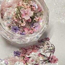 1 Box Opal Glitter Mix Flowers Nails Accessories Floral Nail Decoration 3D Nail DIY Nails Adhesieve Colorful Flower Nail Salon