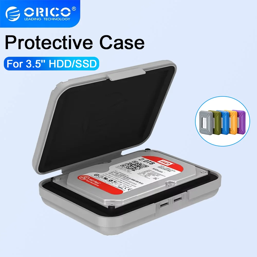ORICO 3.5 Inch Portable Hard Drive Protective Case Moisture-proof Storage Box for 3.5 Hard Drive Storage with Label Design