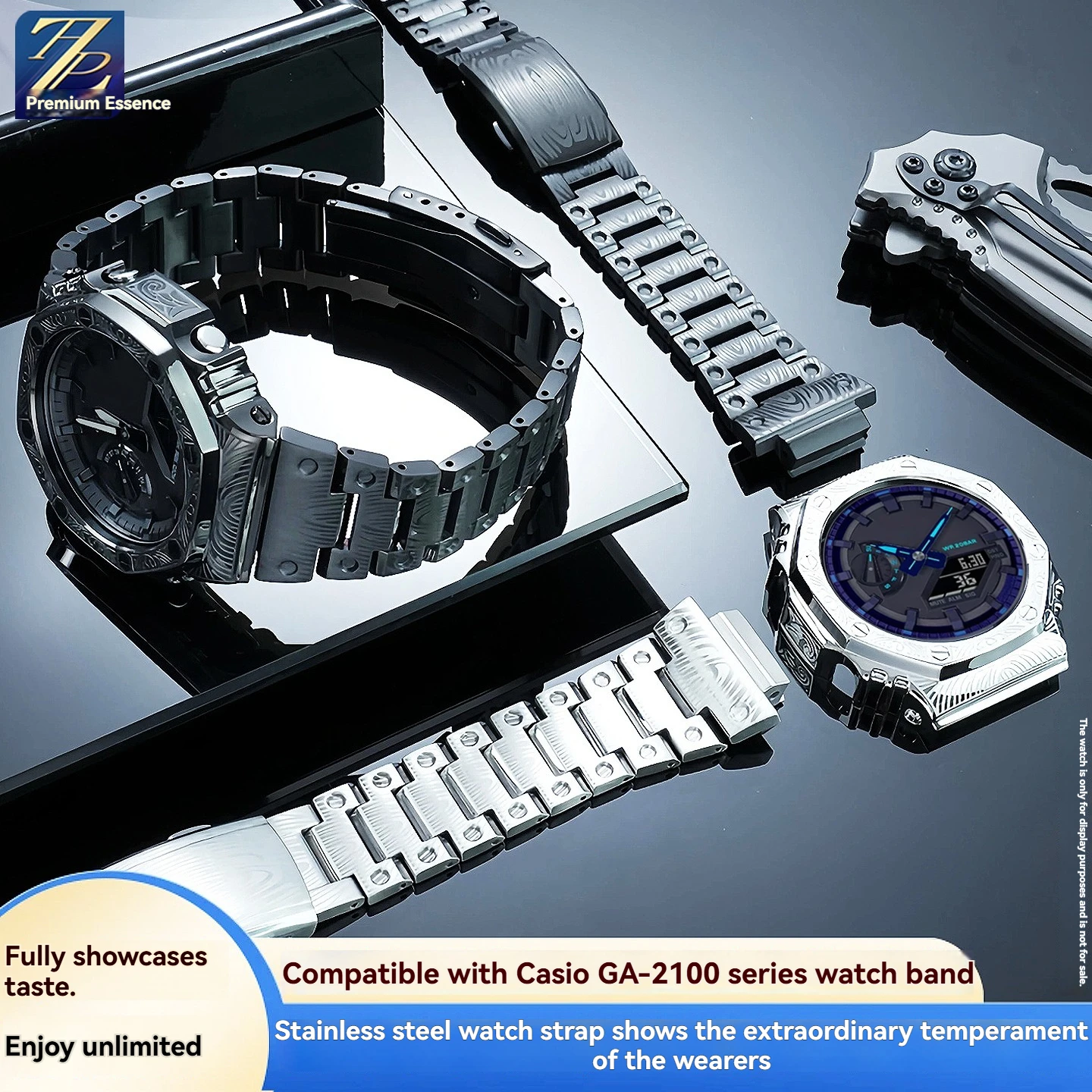For Casio GA-2100 GA-2110 men Set Stainless Steel watch strap metal case GA2100 GA-B2100 Refitted Farm Oak Bezel band accessorie