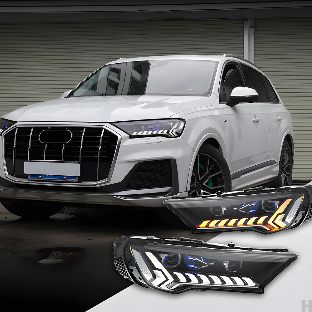 For Audi Q7 2016-2022 Automatic Headlight Assembly Upgrade Start Effect, Laser Style LED Projection Lens, Car Tool Accessories