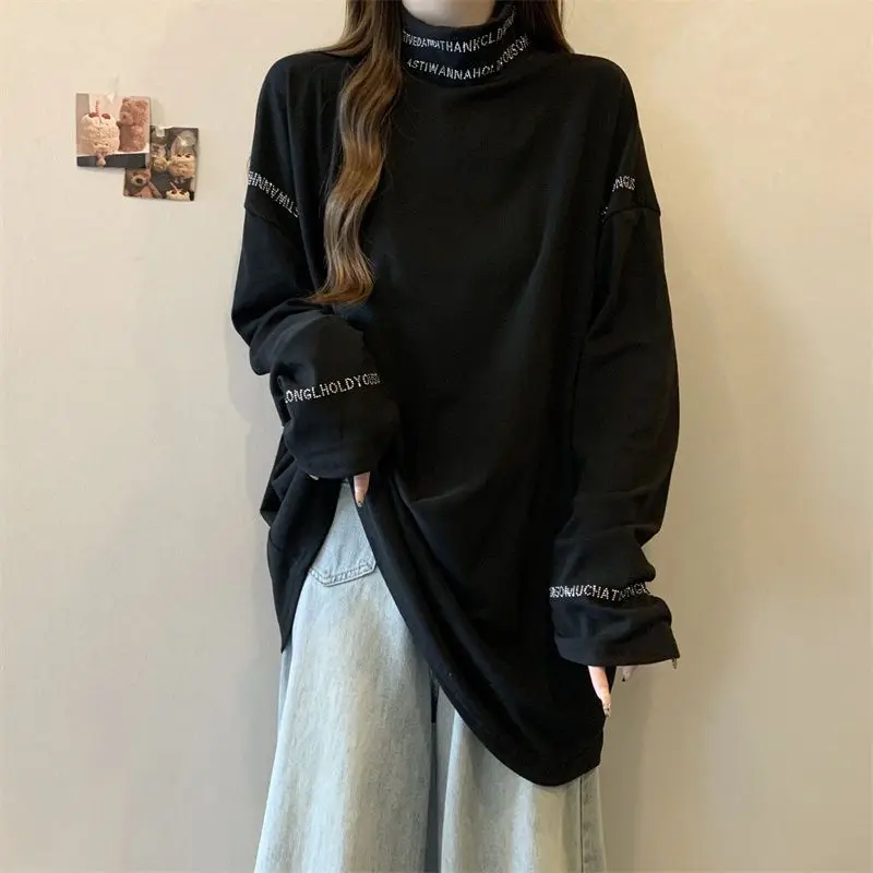 

Свободные футболки с длинными рукавами и надписью High Street, весенне-осенние универсальные молодежные повседневные футболки, женская одежда, новая винтажная мода