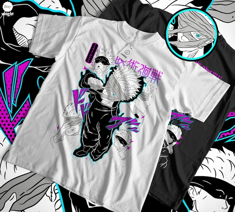 Infinity Sorcerer Unisex T-shirt - Classic Manga Battle Art, Japanese Anime Aesthetic, 90s Anime Otaku Apparel, Gift for Anime L