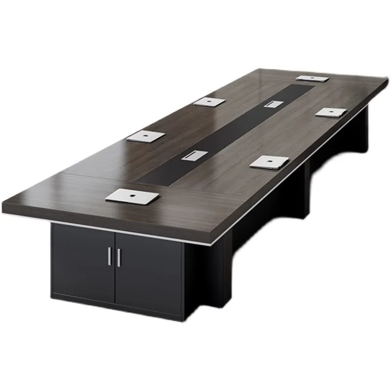 Black large conference table long table and chair combination simple modern office rectangle negotiation reception