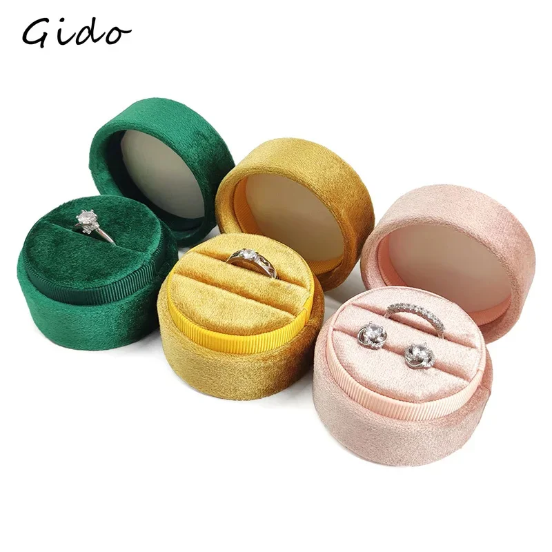 Portable Double Rings Box Single Ring Container Display Jewelry Gift Holder Wedding Engagement Ring Case Organizer for Women