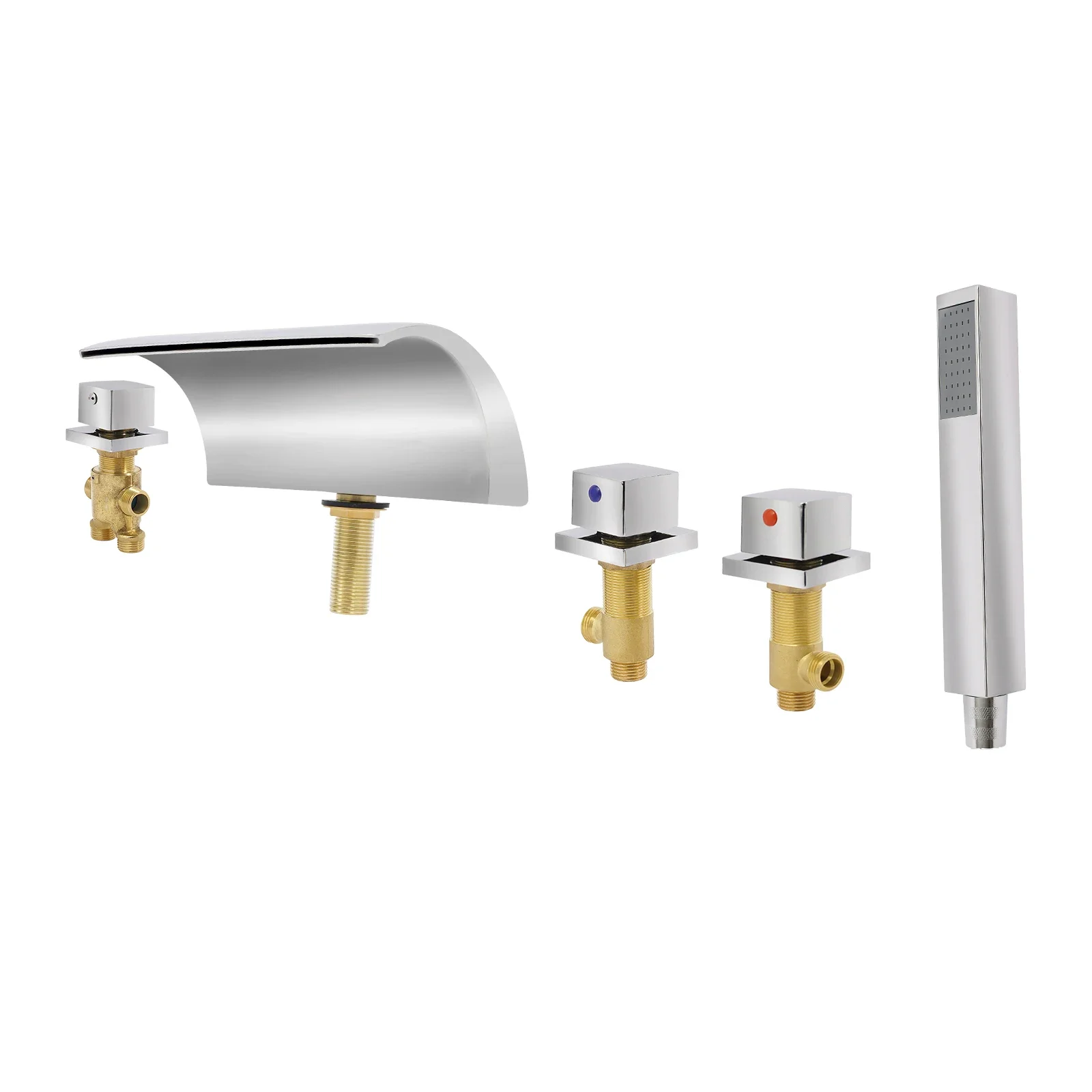 Chrome Bathroom Faucets Waterfall Bathroom Sink Faucet Modern Single Handle Bathroom Faucet with Deck Plate and Pop-Up Drain