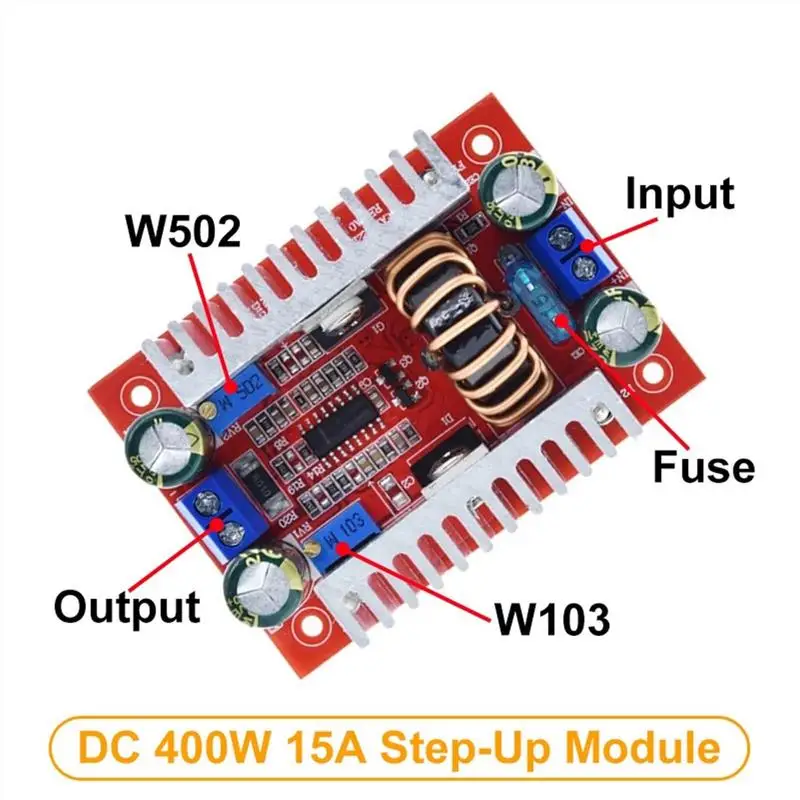 

400 Вт 15 А повышающий преобразователь постоянного тока в постоянный модуль повышающего источника питания 8,5 В-50 В до 10 В-60 В светодиодный повышающий модуль