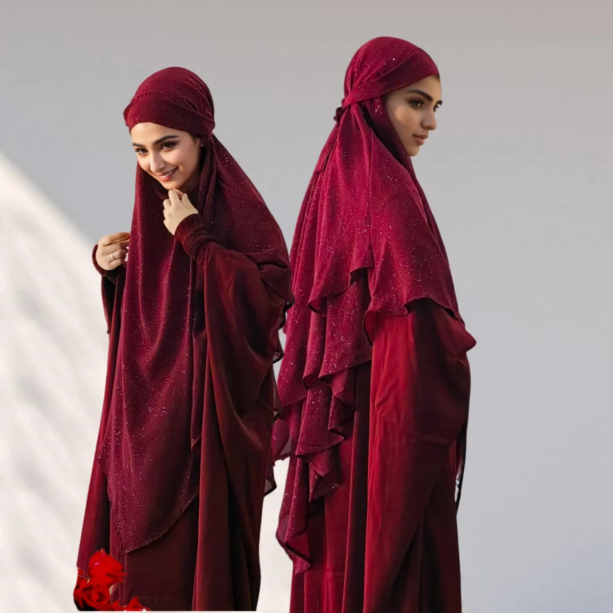 

Modest Shiny Khimar Hijab For Prayer Garment Khimar Women Accessories for Head Scarf Overhead For Daily Wear Burqa Ramadan Robe