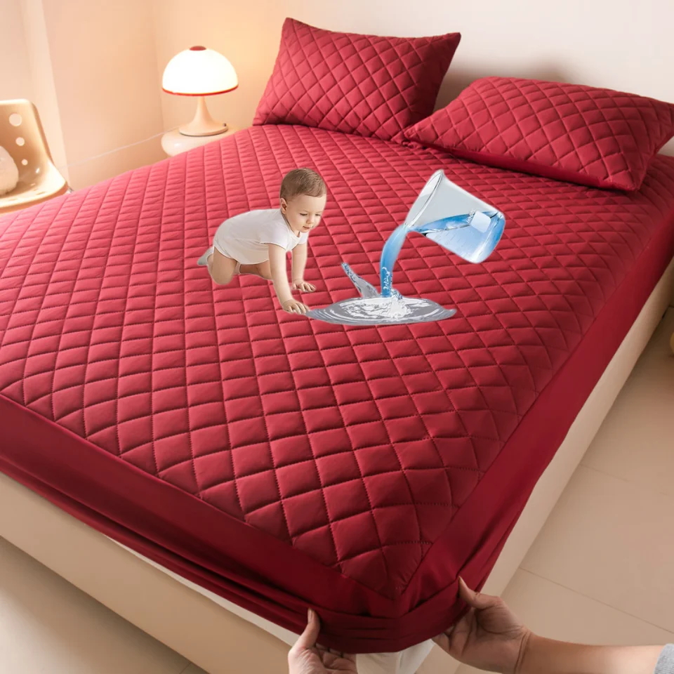 Waterproof Mattress Cover Anti-mites Soft Comfortable Breathable Bed Fitted Sheet Not Including Pillowcase