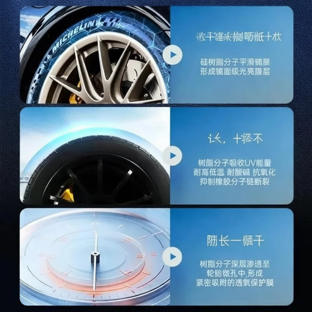 Auto Rubber Restorer Cleaner Tire Shine Spray Deep Gloss Protective Dressing Waterproof Maintenance Solution For Vehicle Wheels
