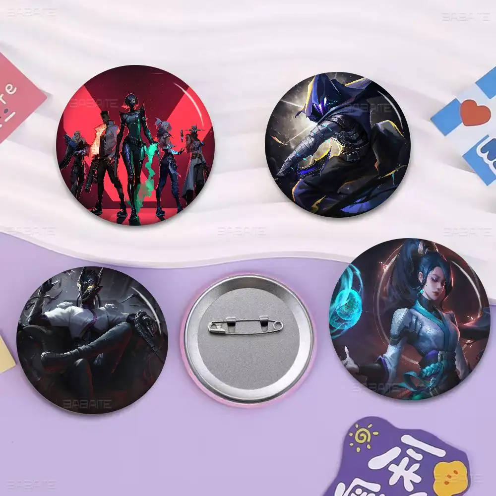 Game V-VALORANT Photo Brooches Creative Round Badge Gifts Pins 32/44/58mm