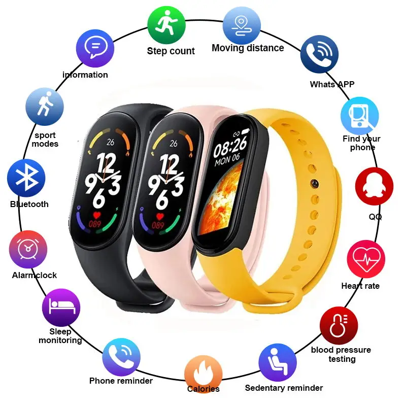 M7 Smart Watch Smartband Heart Rate Smartwatch Fitness Tracker Blood Pressure Sport  Bracelet for mi band 7  Men Women