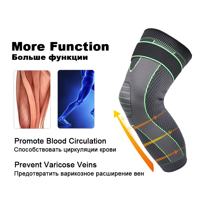 Compression Knee Pads Lengthen Knee Joint Calf Protector With Adjustable Straps Fitness Volleyball Handball Sports Gym Kneepad