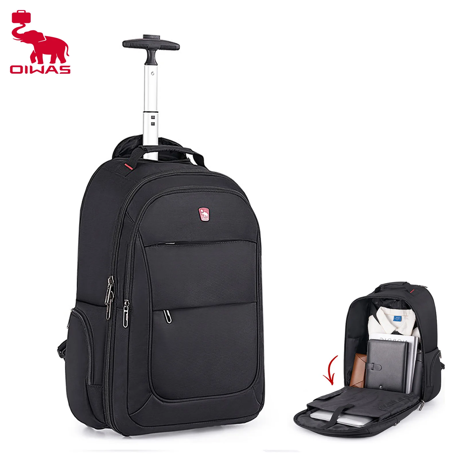 

OIWAS Rolling Luggage Backpack Men Trolley Bag with wheels Business Wheeled Backpack Cabin Carry on Trolley Bag