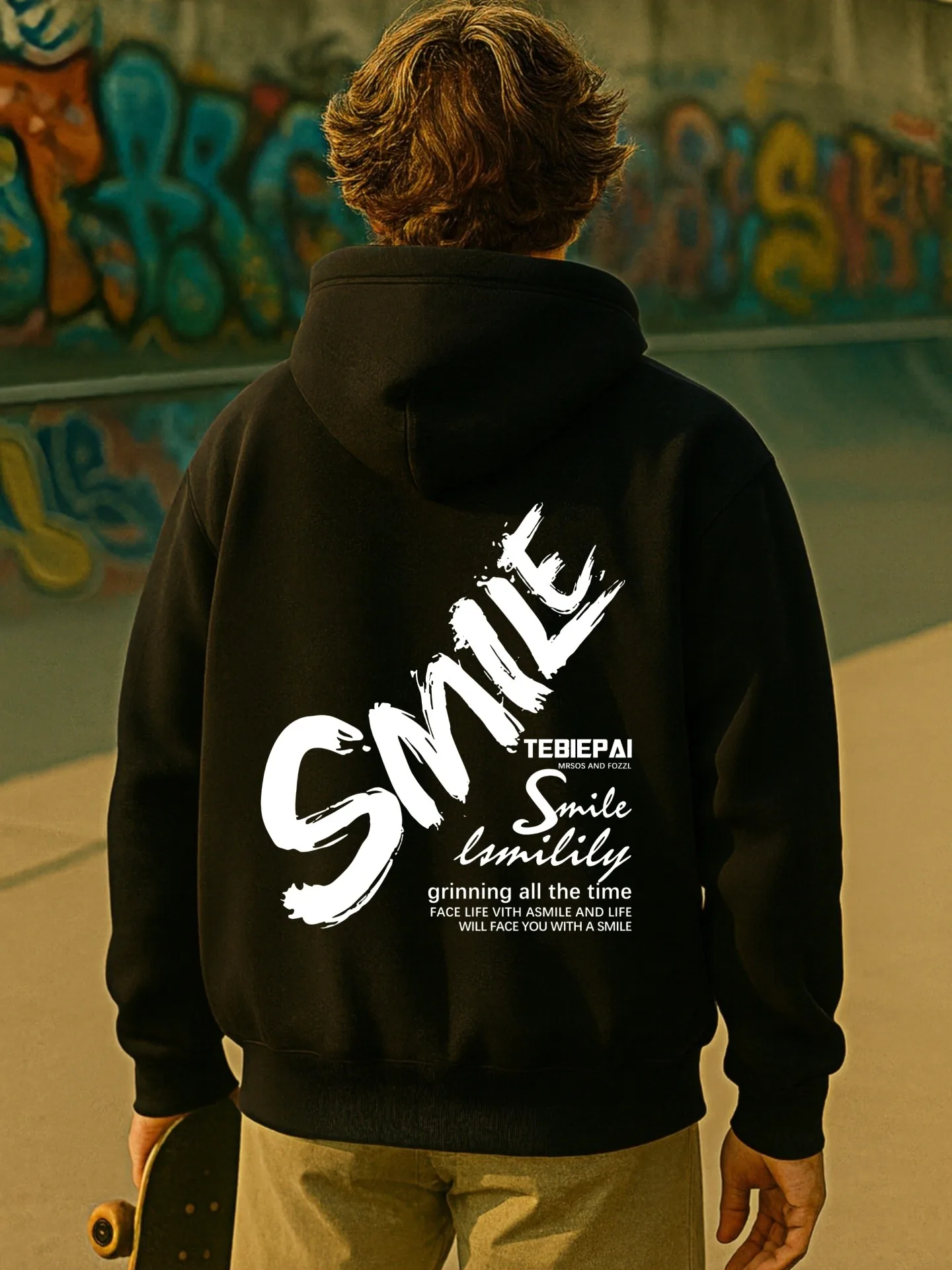 Men’s Hoodie, Letter Print, Casual Style, Fleece Lined, For Men, For Everyday Wear