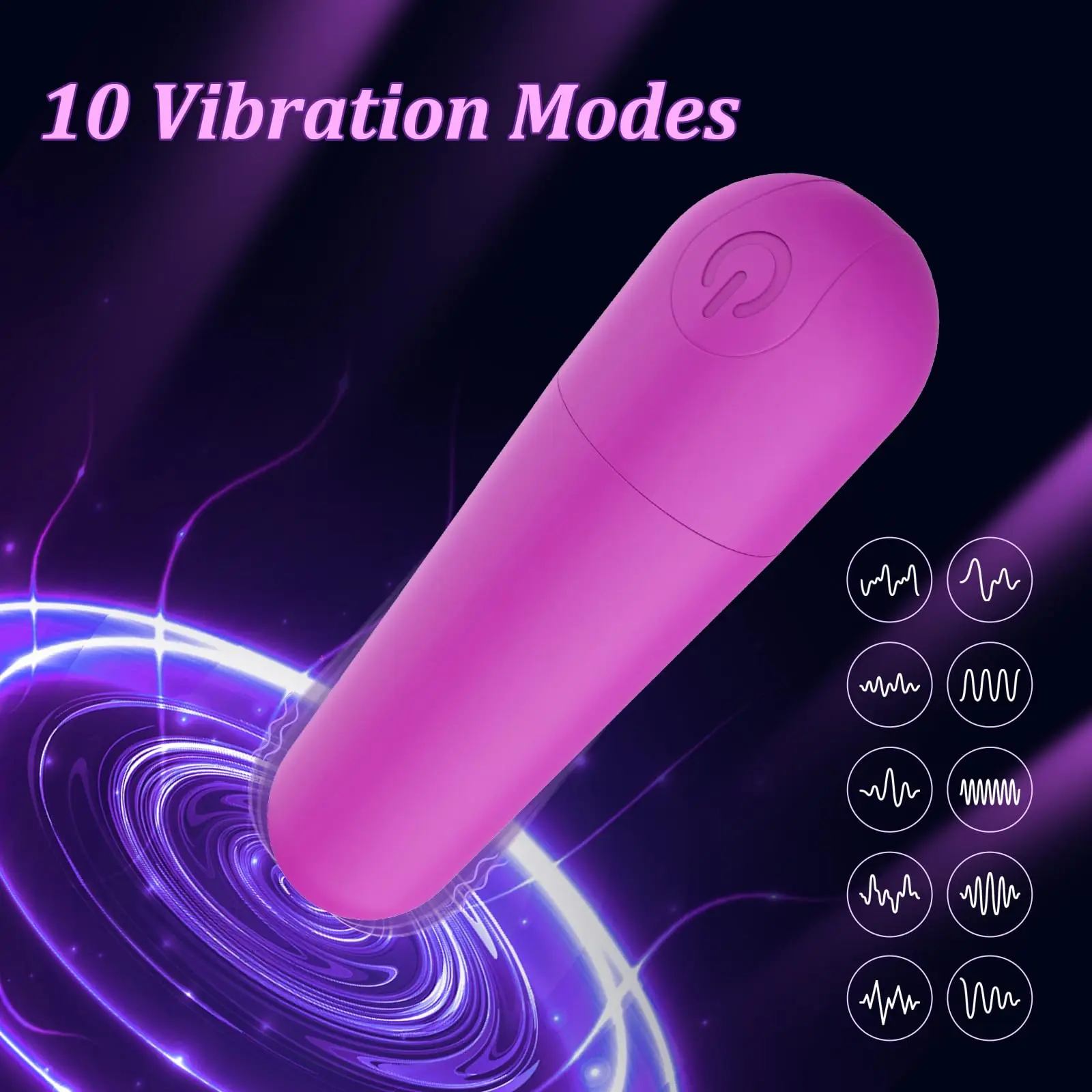 Vibratore, Mini vibratore, Pallottola vibratore, Giocattoli adulti discreti ricaricabili per donne Massaggiatore personale con 10 stimolazioni delle vibrazioni