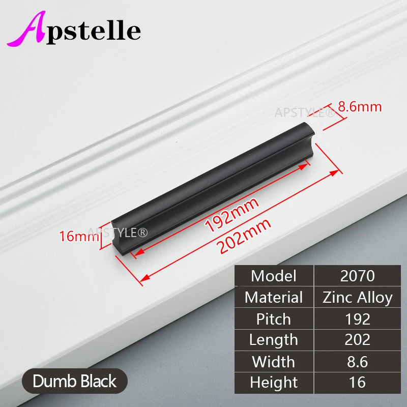 Apstelle Kitchen Cabinet Pull Long Modern Zinc Alloy Silver Black Gold Wardrobe Dresser Knob Cupboard Drawer Hardware Box Handle