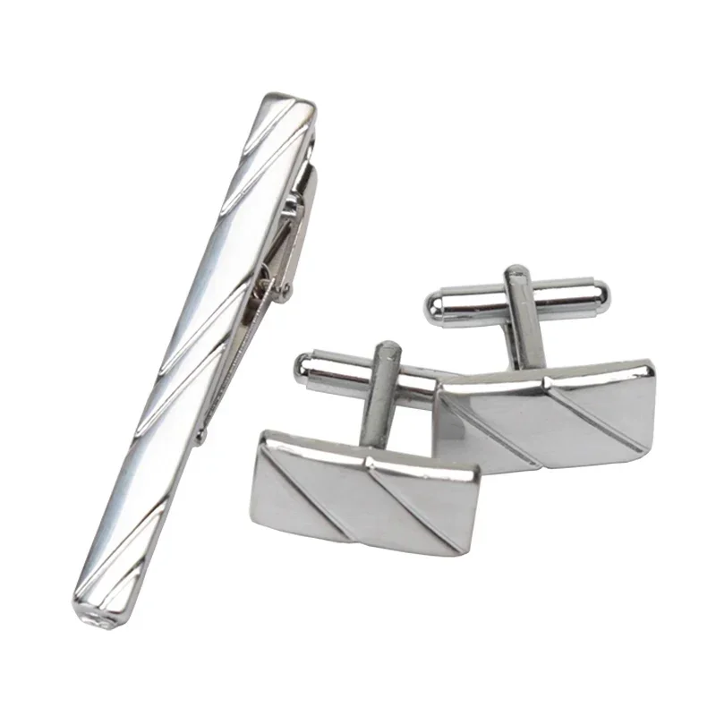 Men\'s Classic Tie Clips Cufflinks Set Luxury Tie Pin Accessories Shirts Cuff Tie Clips Fashion Cufflink for Men Gifts Jewelry