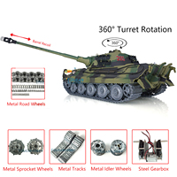 Henglong 1/16 Full Metal Road Wheels King Tiger RC Tank 3888A W/ Barrel Recoil Infrared Battle 7.0 Ver Customized Toys Model