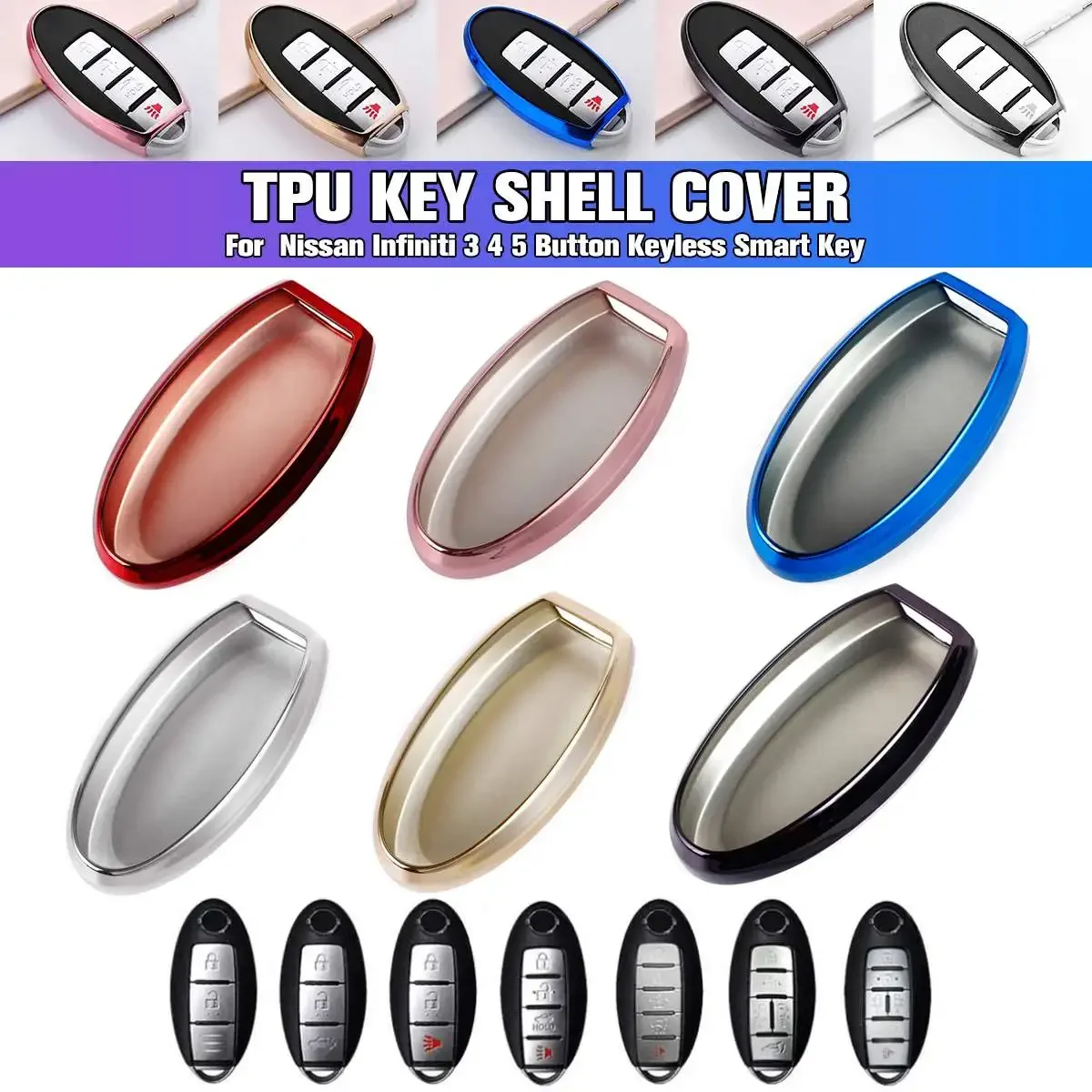 Car Key Cover TPU Case for Nissan Tidda Livida X-Trail T31 T32 Qashqai Teana Altima Juke For Infiniti FX G25 FX35 EX35 QX50 Gold