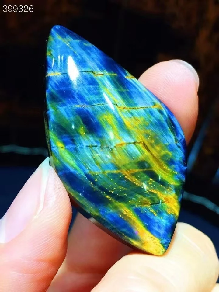 Natural Blue Pietersite Chatoyant Pendant Namibia 47.7x25.9x9mm Women Men Cat Eye Fashion Jewelry Rare AAAAAA