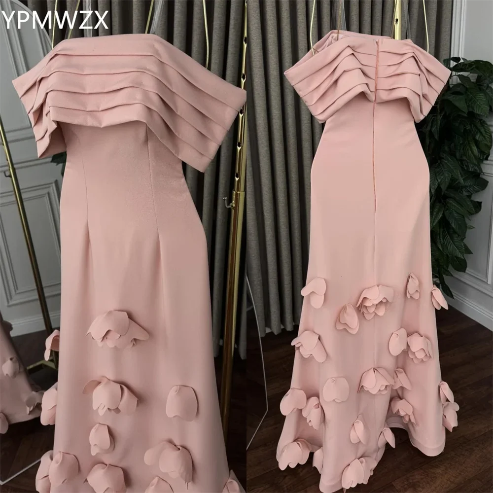 

Customized Party Dress Occasion Prom Gown Evening Formal YPMWZX Off-the-shoulder A-line Floor Length Skirts Shirred Applique 3D