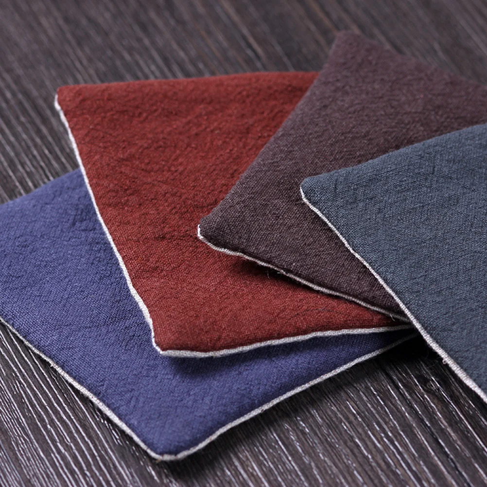

4Pcs Heat Resistant Cotton Linen Non-Slip Coasters Plain Color Table Protection Placemat Cup Mats Placemat